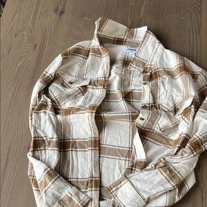 Women's Beige Plaid Shirt
